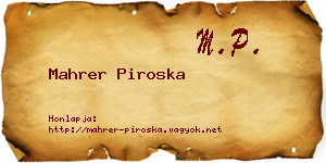 Mahrer Piroska névjegykártya